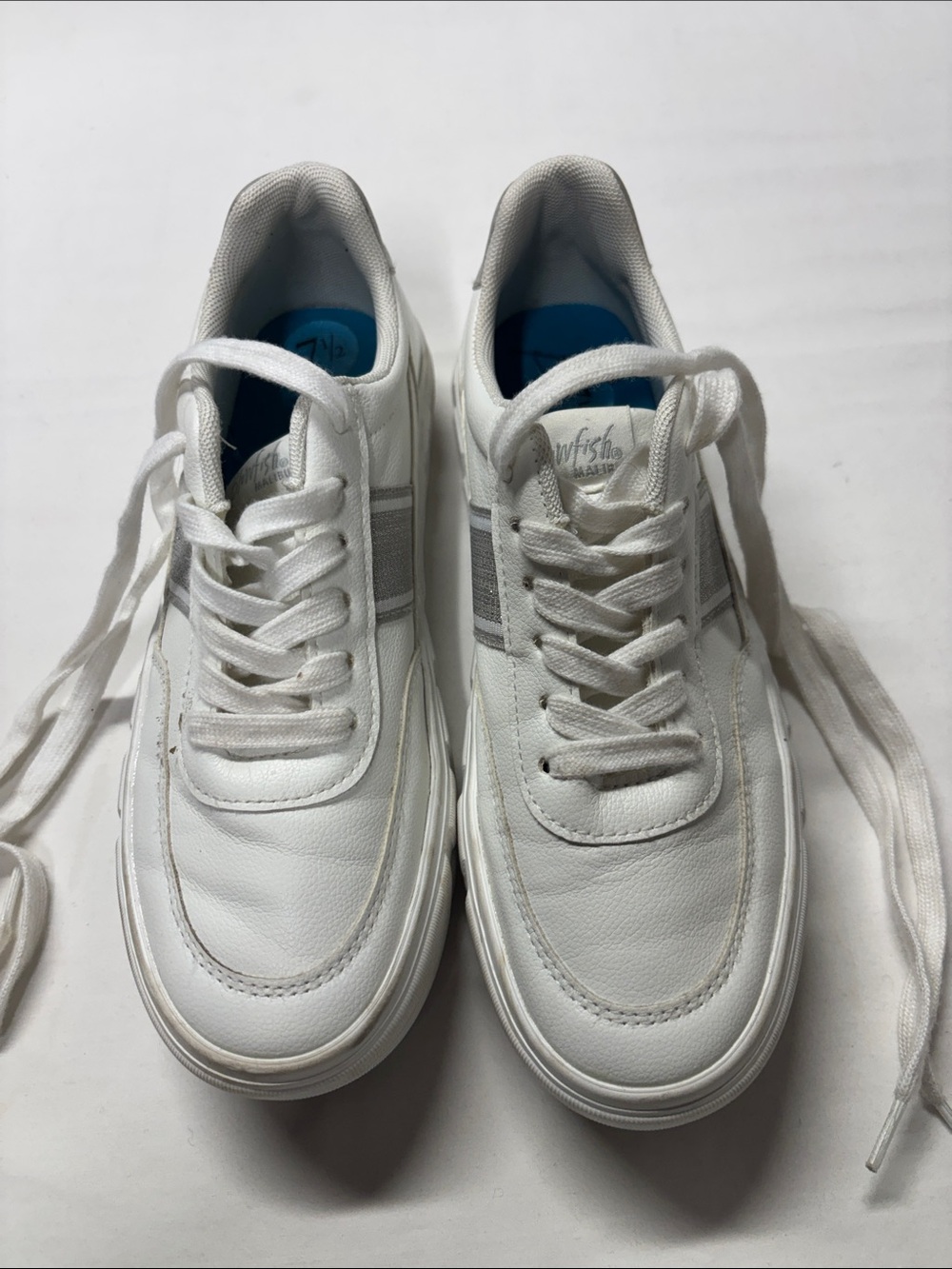 Blowfish White Low-Top Athletic Sneakers with Silver Stripe